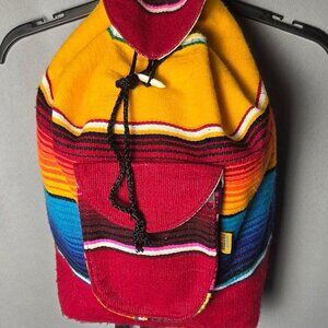 Colorful Boho Festival Bag Serape Stripe  Backpack Woven Southwestern  Hippie